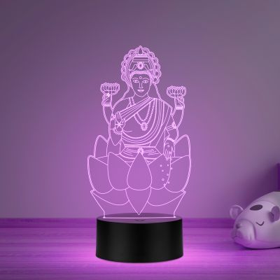 3D Illusion Laxmi Maa Night lamp Multicolor Led Light and is operated with a remote Home Decoration